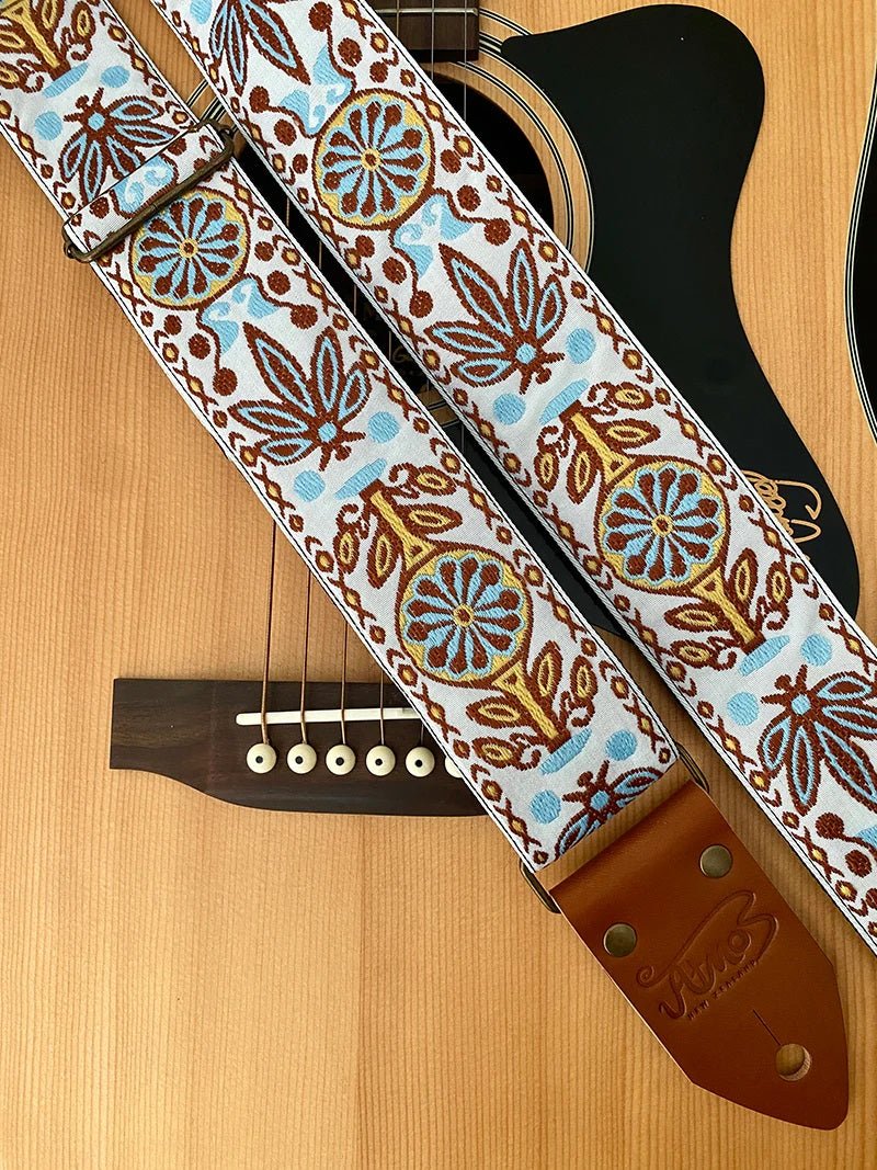 ATMOS NORDIC NATURA GUITAR STRAP BROWN LEATHER - Music Planet New Zealand