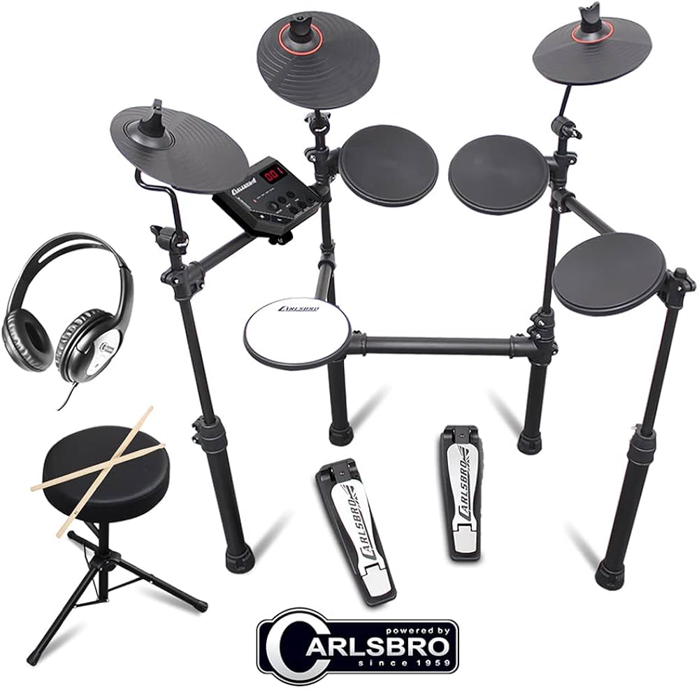 CARLSBRO E/DRUM KIT CSD100 MK2 BUNDLE PACK W/STOOL + H/PHONE - Music Planet New Zealand