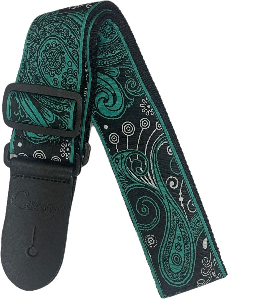 CUSTOM TEAL/BLACK/WHITE PAISLEY STRAP - Music Planet New Zealand
