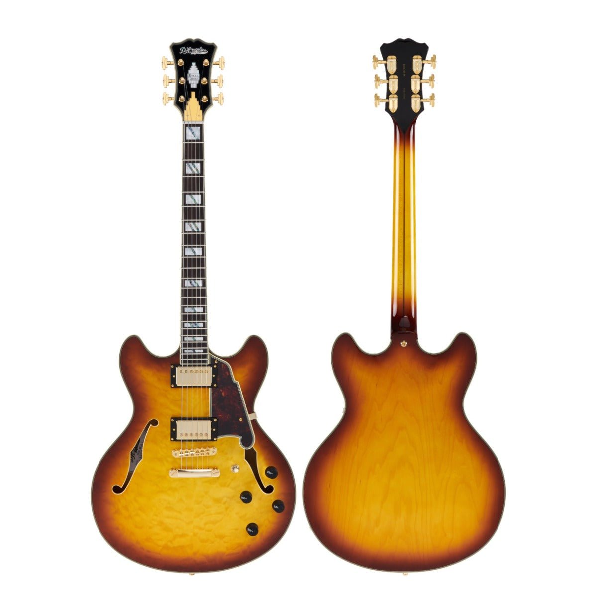 D'ANGELICO EXCEL DC XT ICED TEA BURST QUILT - Music Planet New Zealand