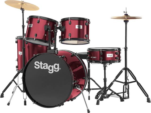 Stagg 5 Piece Drum Set 22 inch Kick Wine Red - Music Planet NZ