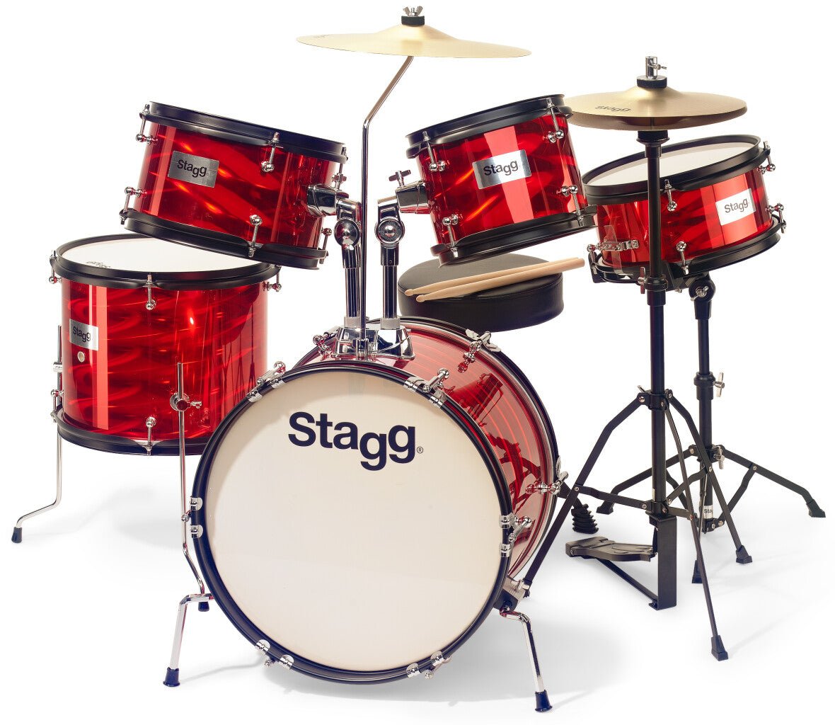 Stagg Junior Series 5 Piece Drumkit 16 Kick Red - Music Planet NZ