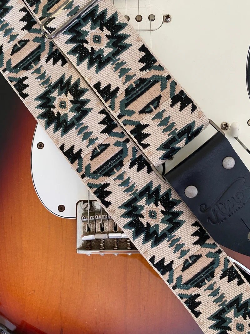 ATMOS ANCIENT ECHOES GUITAR STRAP BLACK LEATHER - Music Planet New Zealand