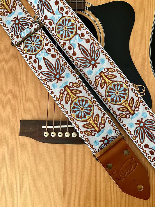 ATMOS NORDIC NATURA GUITAR STRAP BROWN LEATHER - Music Planet New Zealand