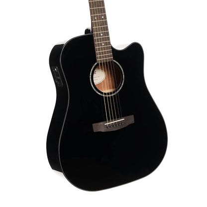 Cort C E60CE Dreadnought Acoustic Guitar - Black Gloss - Music Planet New Zealand