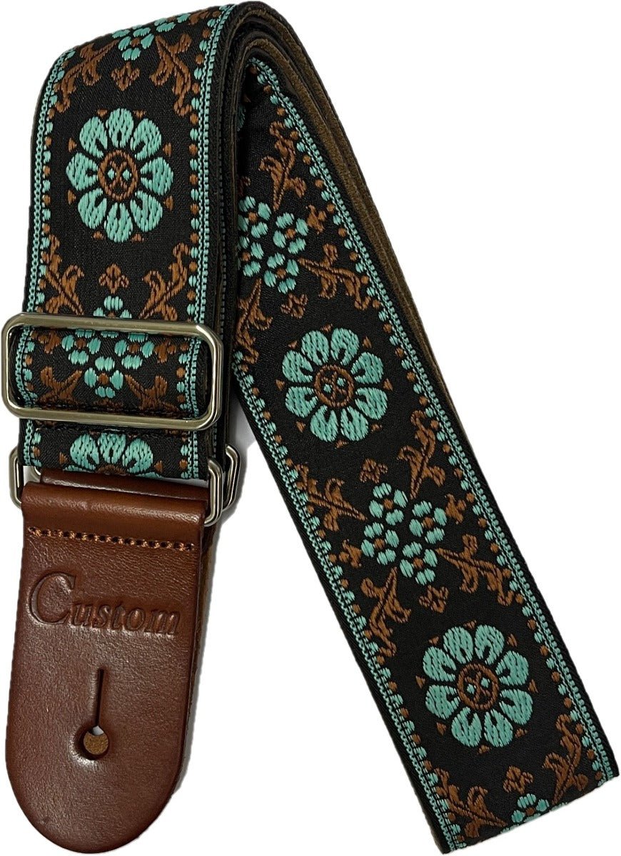 CUSTOM GT02 FLORAL STRAP TEAL/BROWN - Music Planet New Zealand