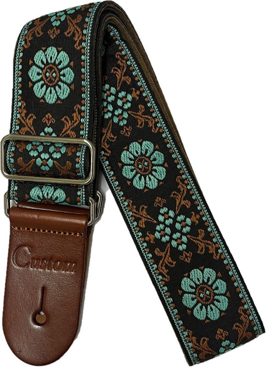 CUSTOM GT02 FLORAL STRAP TEAL/BROWN - Music Planet New Zealand