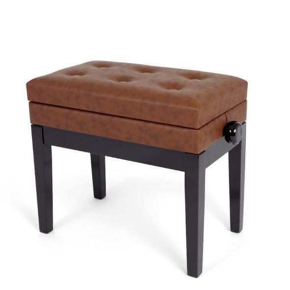 CUSTOM HEIGHT ADJ VINYL PADDED PIANO STOOL IN ROSEWOOD - Music Planet New Zealand