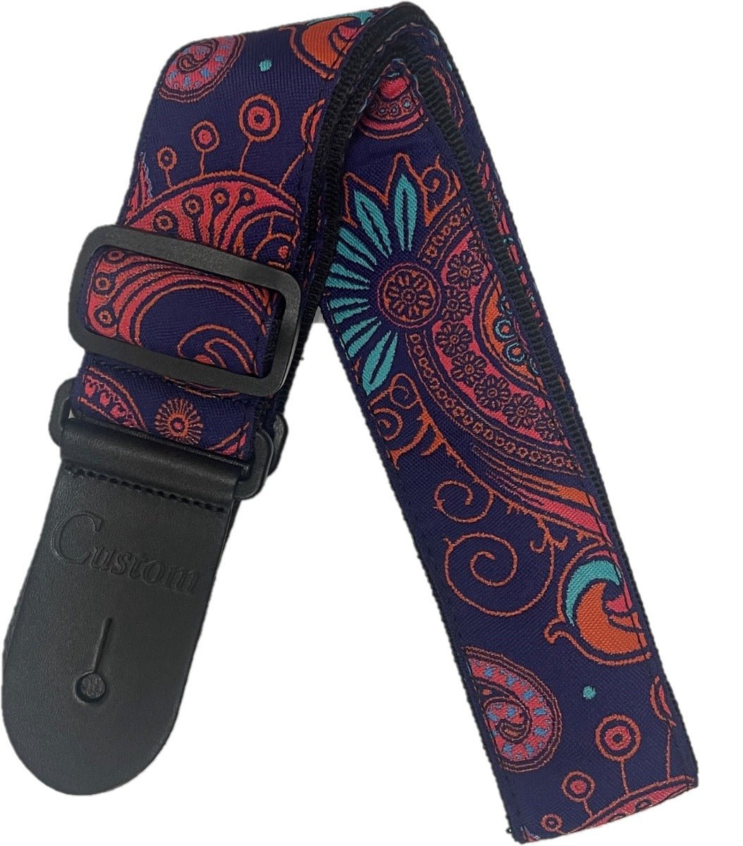 CUSTOM ORANGE/BLACK FLORAL/PAISLEY WOVEN - Music Planet New Zealand