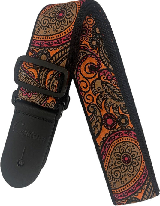 CUSTOM ORANGE/BROWN FLORAL/PAISLEY WOVEN - Music Planet New Zealand
