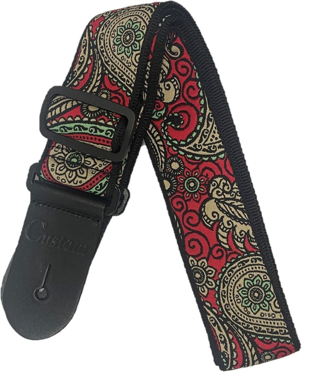CUSTOM RED/BEIGE FLORAL/PAISLEY STRAP - Music Planet New Zealand