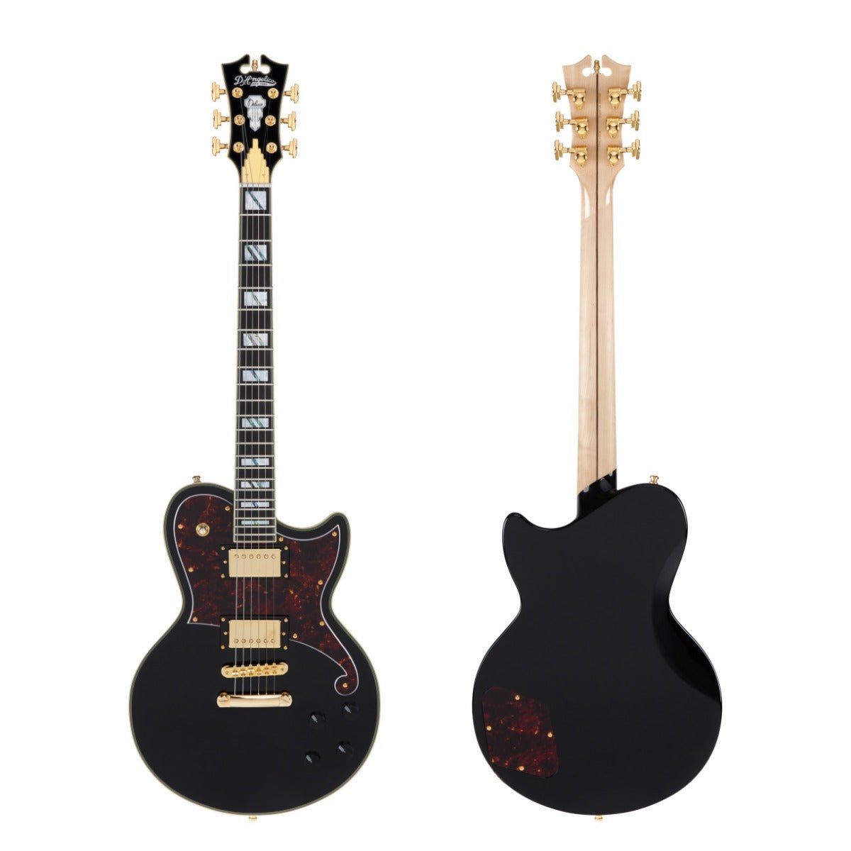 D'ANGELICO DELUXE ATLANTIC BARITONE SOLID BLACK GUITAR - Music Planet New Zealand