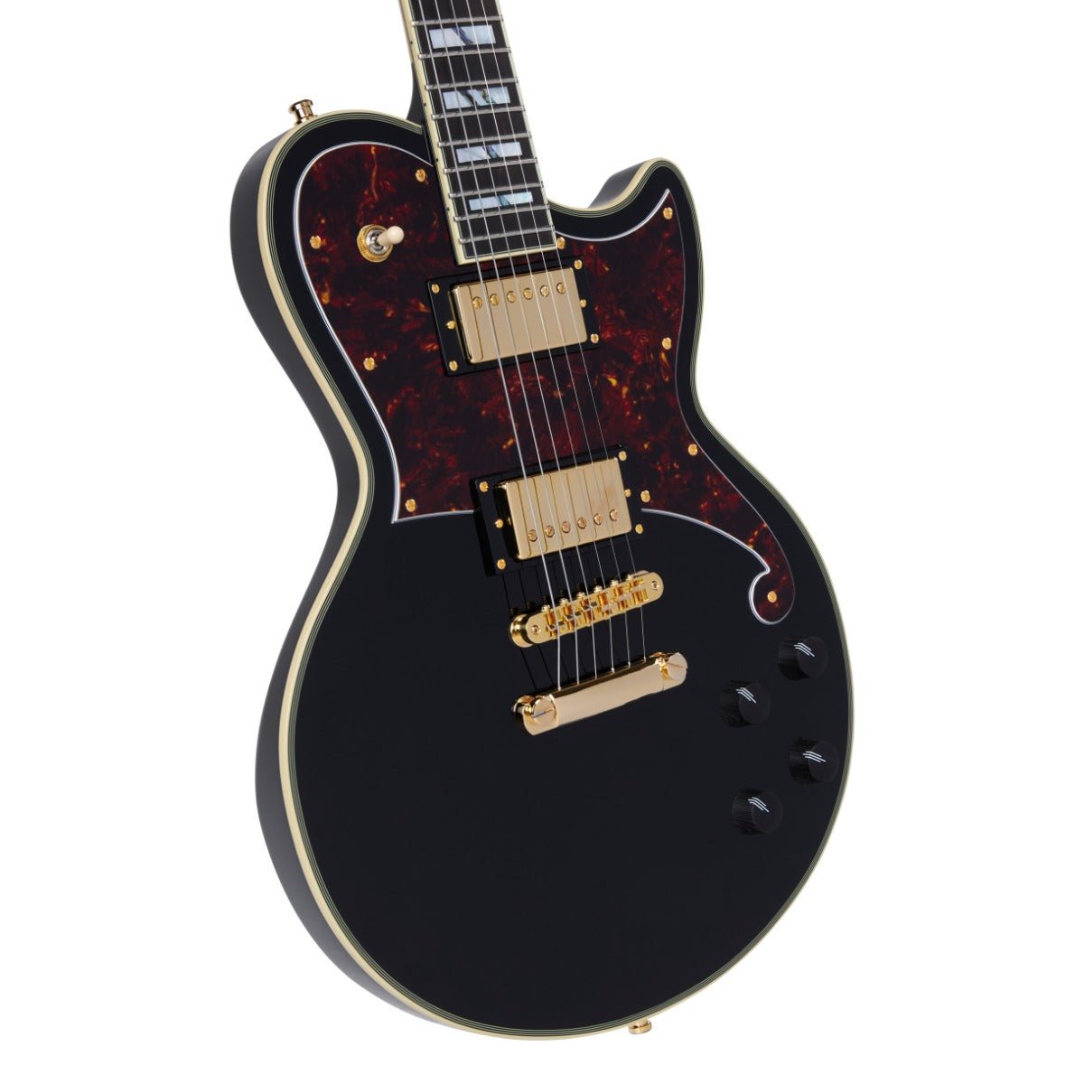 D'ANGELICO DELUXE ATLANTIC BARITONE SOLID BLACK GUITAR - Music Planet New Zealand