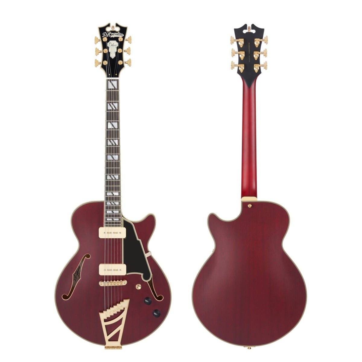 D'ANGELICO DELUXE SS SATIN TRANS WINE W/STAIRSTEP - Music Planet New Zealand