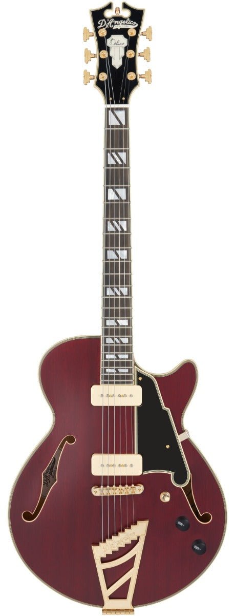 D'ANGELICO DELUXE SS SATIN TRANS WINE W/STAIRSTEP - Music Planet New Zealand