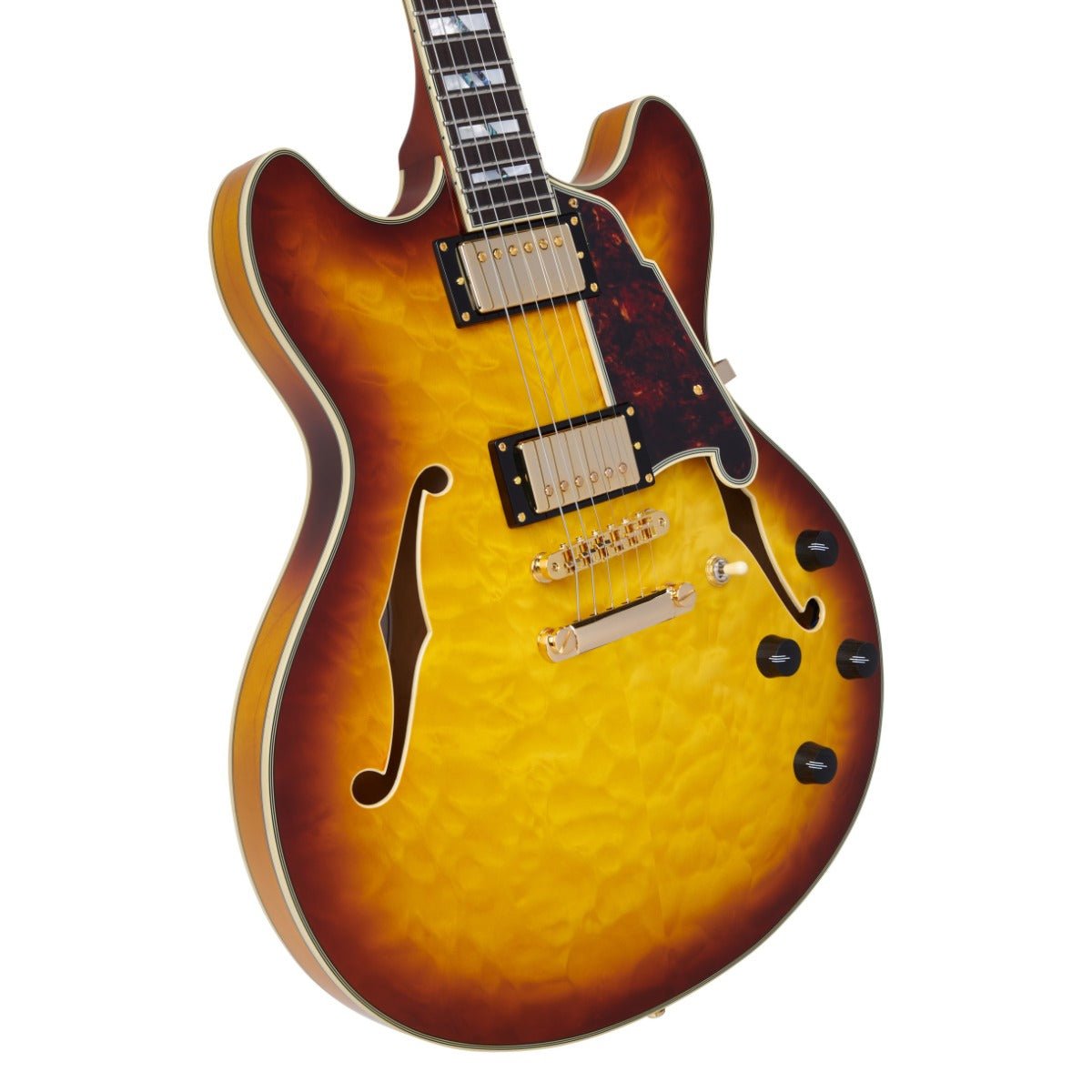 D'ANGELICO EXCEL DC XT ICED TEA BURST QUILT - Music Planet New Zealand