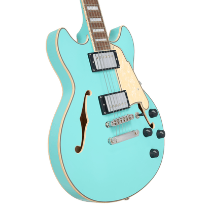 D’Angelico Premier Mini DC Semi - Hollow Electric Guitar - Surf Green - Music Planet NZ
