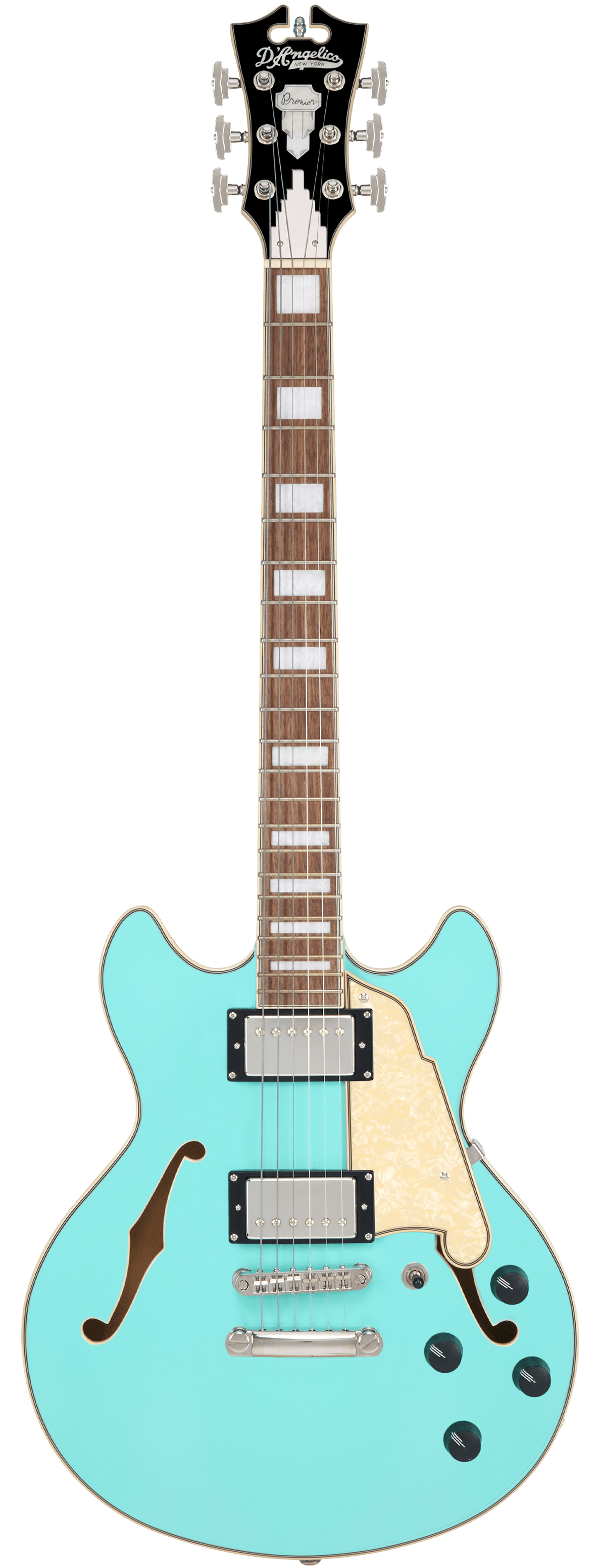 D’Angelico Premier Mini DC Semi - Hollow Electric Guitar - Surf Green - Music Planet NZ