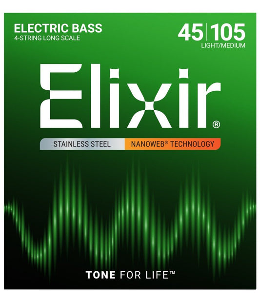 ELIXIR BASS NW STAIN/STEEL 5 STRING LIGHT L/SCALE 045 - 130 - Music Planet New Zealand