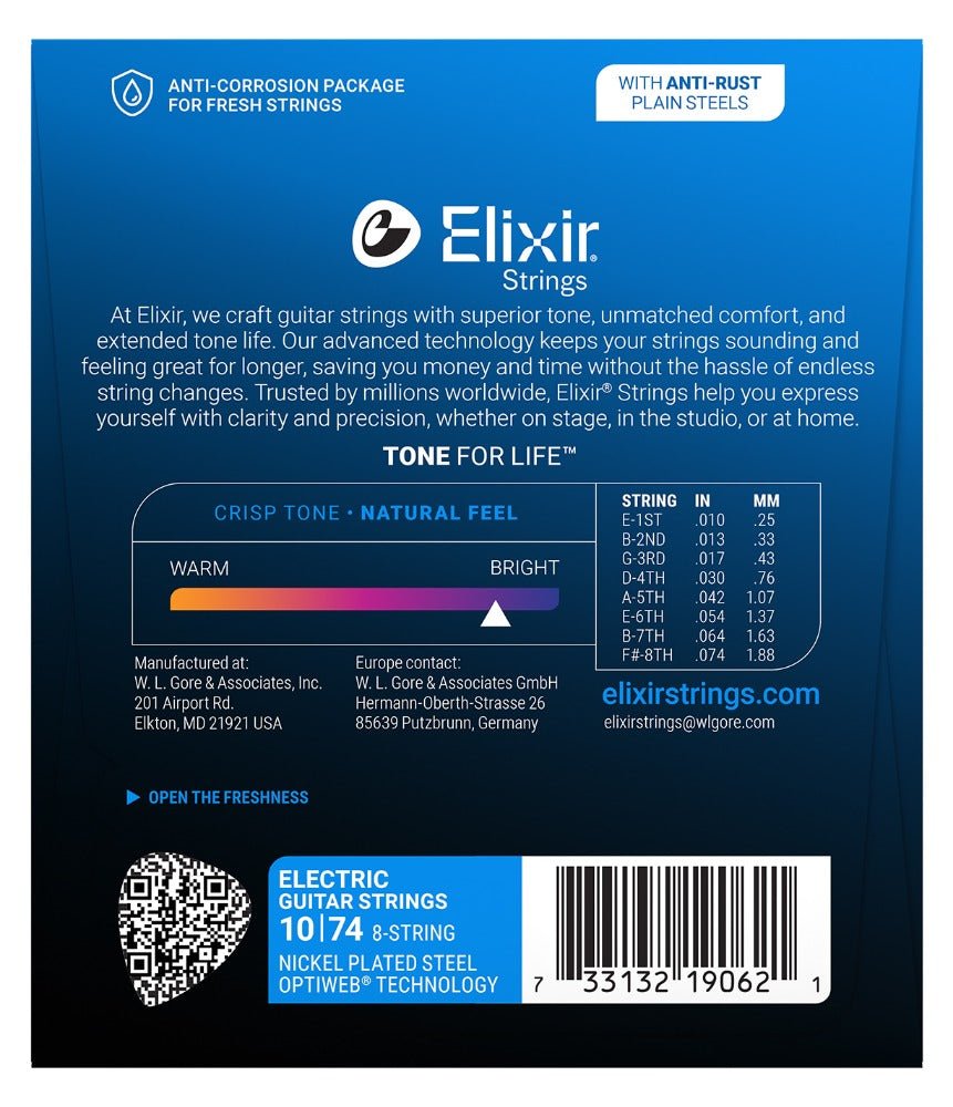 Elixir Nanoweb Coating 8 string set 10 - 74 Guitar Strings | Music ...