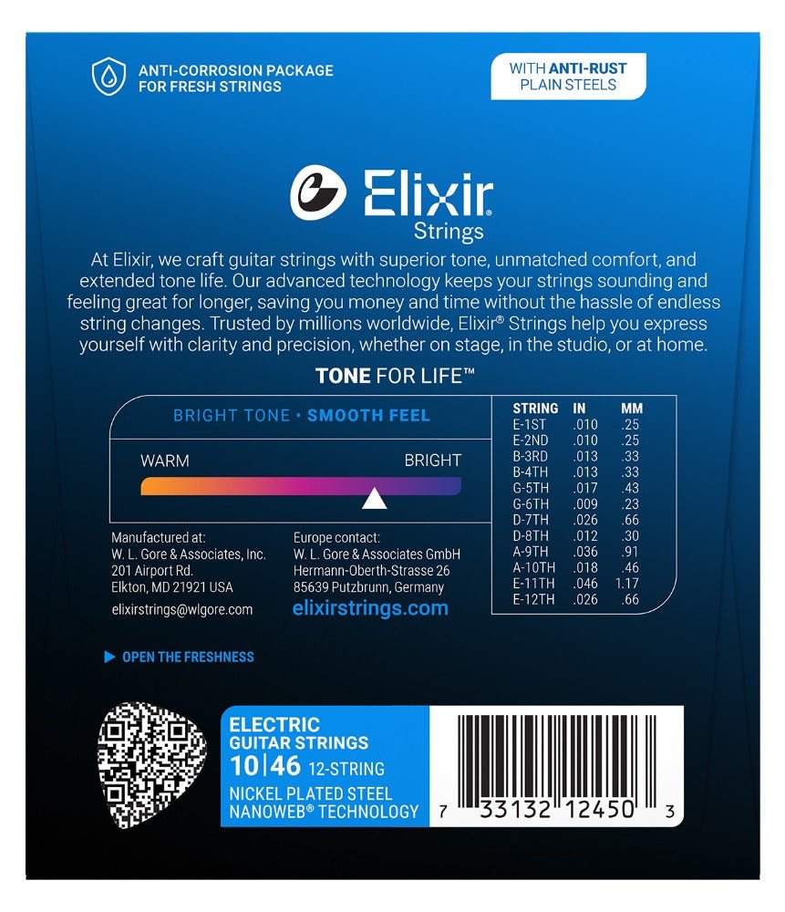 Elixir String Classic Elixir 10-46 12-String Set Electric Guitar Strings | Music Planet NZ