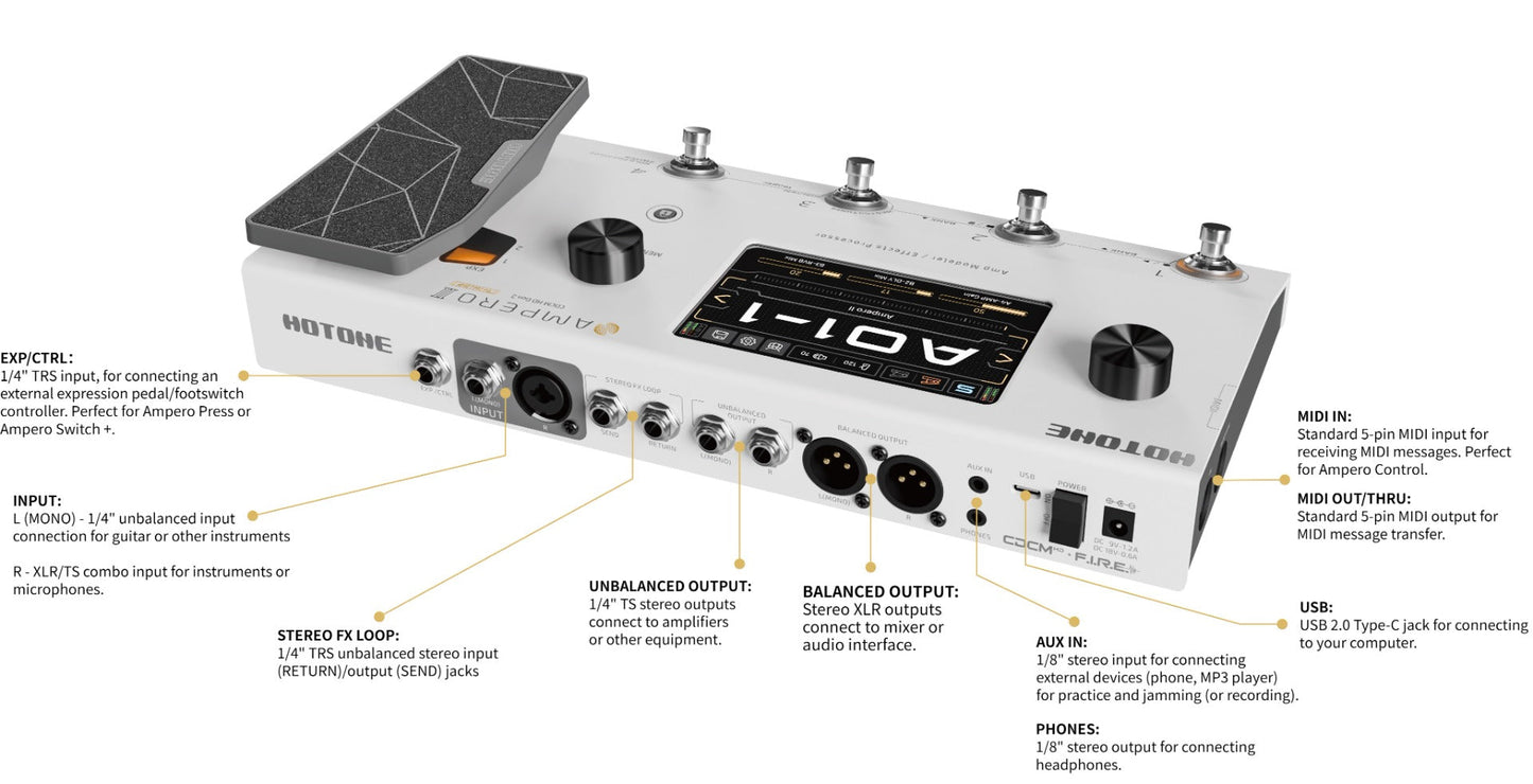 HOTONE AMPERO II WITH EXPRESSION PEDAL - Music Planet New Zealand