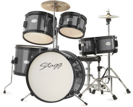 STAGG 5 PIECE 16" JUNIOR DRUM SET BLACK - Music Planet New Zealand