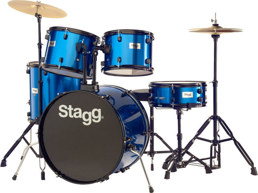 Stagg 5 Piece Drum Set 22 inch Kick Blue - Music Planet NZ