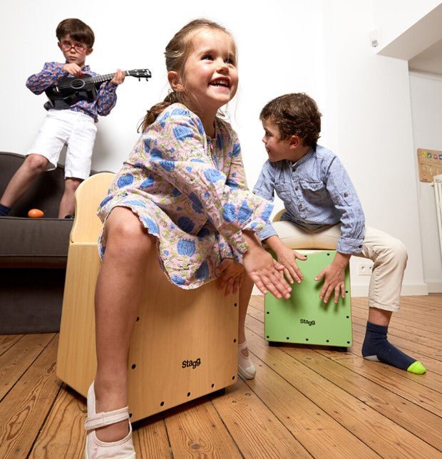 Stagg Kid Cajon with EasyGo Backrest – Natural - Music Planet New Zealand