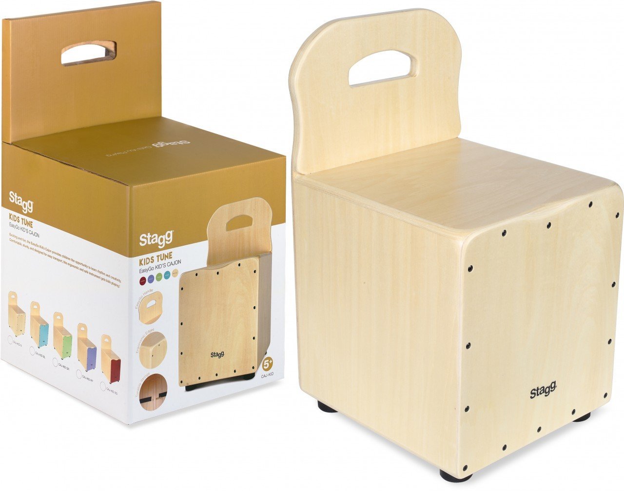 Stagg Kid Cajon with EasyGo Backrest – Natural - Music Planet New Zealand