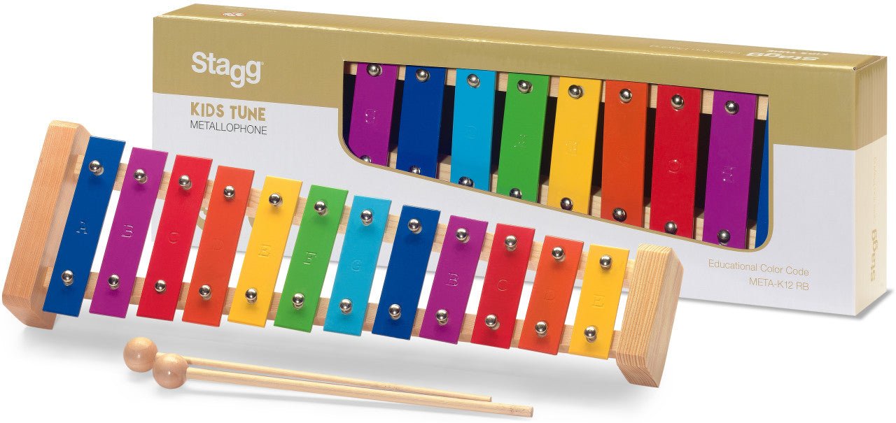 STAGG METALLOPHONE RAINBOW COLOUR 12 KEY - Music Planet New Zealand