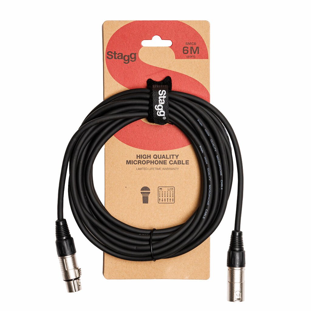 Stagg SMC6 XLR Microphone Cable – 20ft Black - Music Planet New Zealand