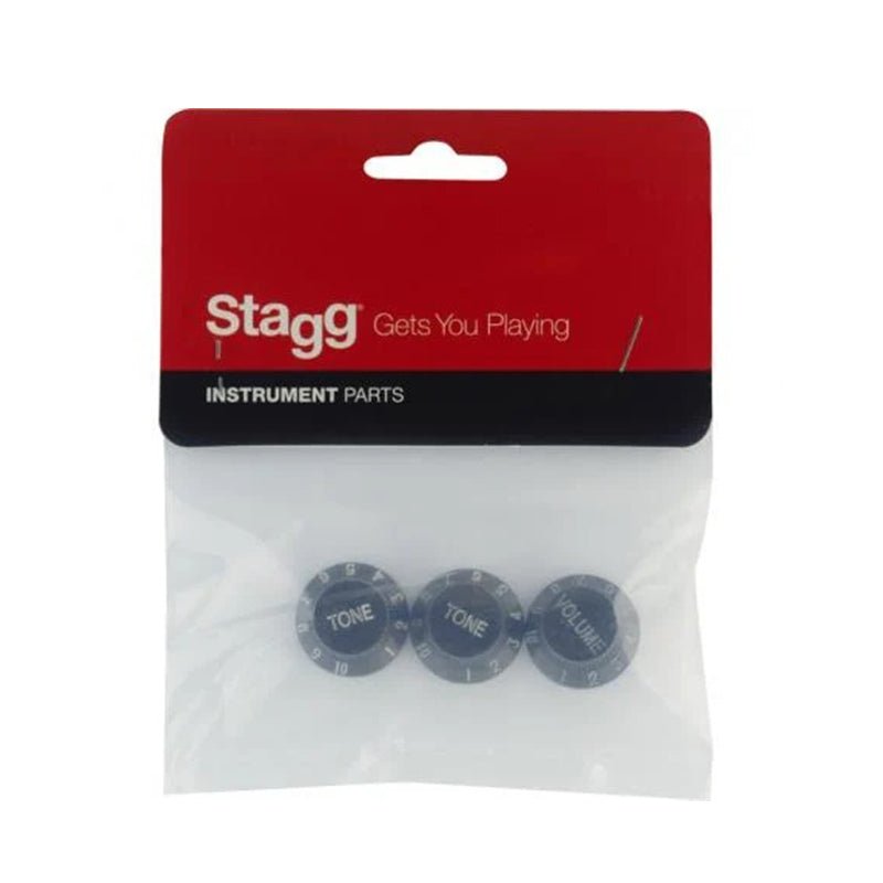 Stagg SP - KNST Electric Guitar Volume & Tone Knobs Set - Black - Music Planet NZ