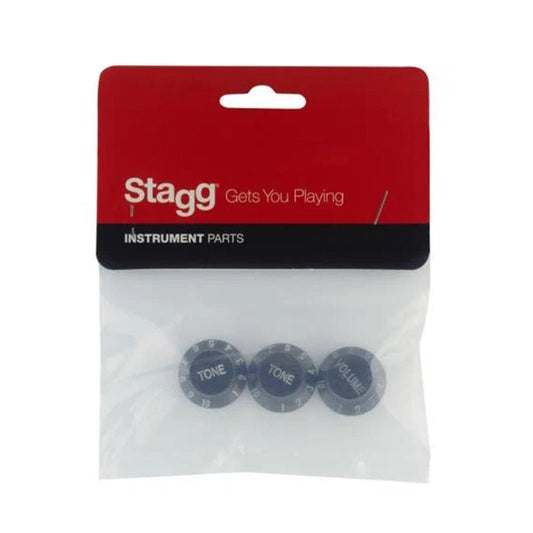 Stagg SP - KNST Electric Guitar Volume & Tone Knobs Set - Black - Music Planet NZ