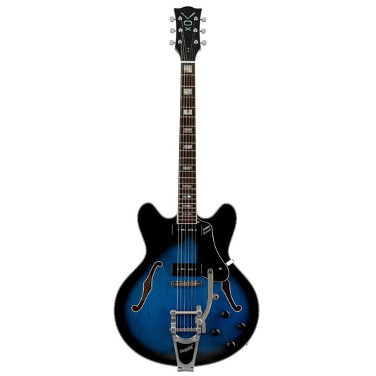 VOX BOBCAT V90 SEMI HOLLOW BODY WITH BIGSBY BLUE - Music Planet New Zealand