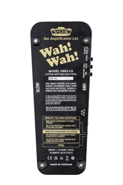 VOX CUSTOM AUTO WAH WAH PEDAL - Music Planet New Zealand