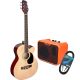Stagg SA20-ACE Acoustic Guitar with Joyo MA10 Amplifier and Cable Package